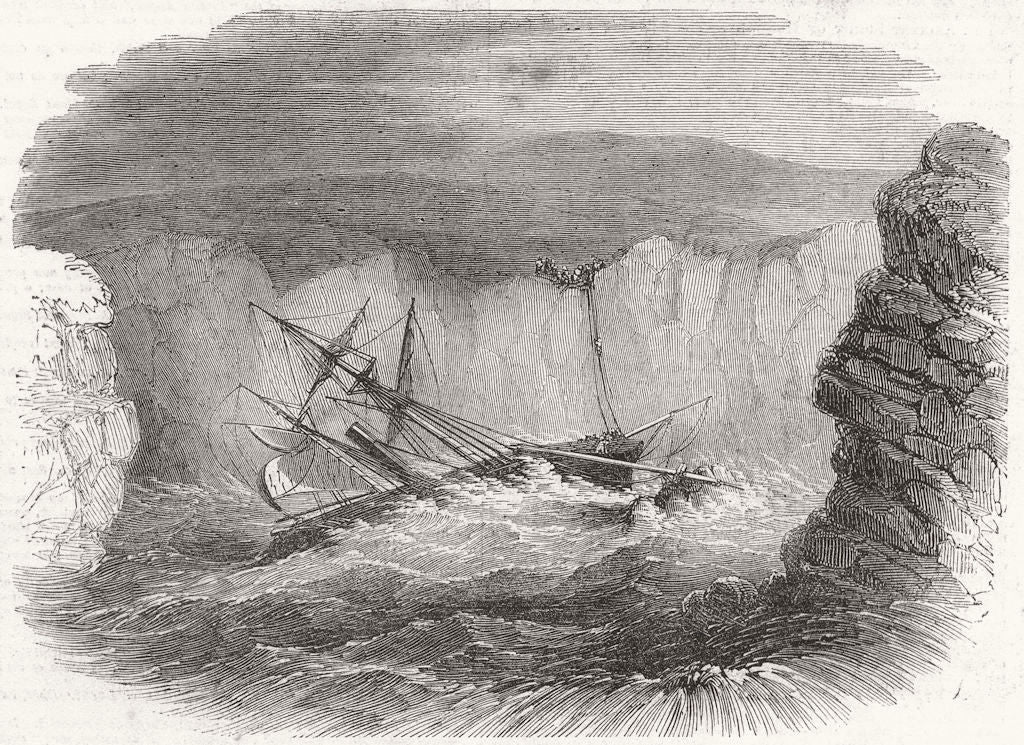 CANADA. Wreck of Kestrel, propeller ship, bay St Shott's 1849 old print